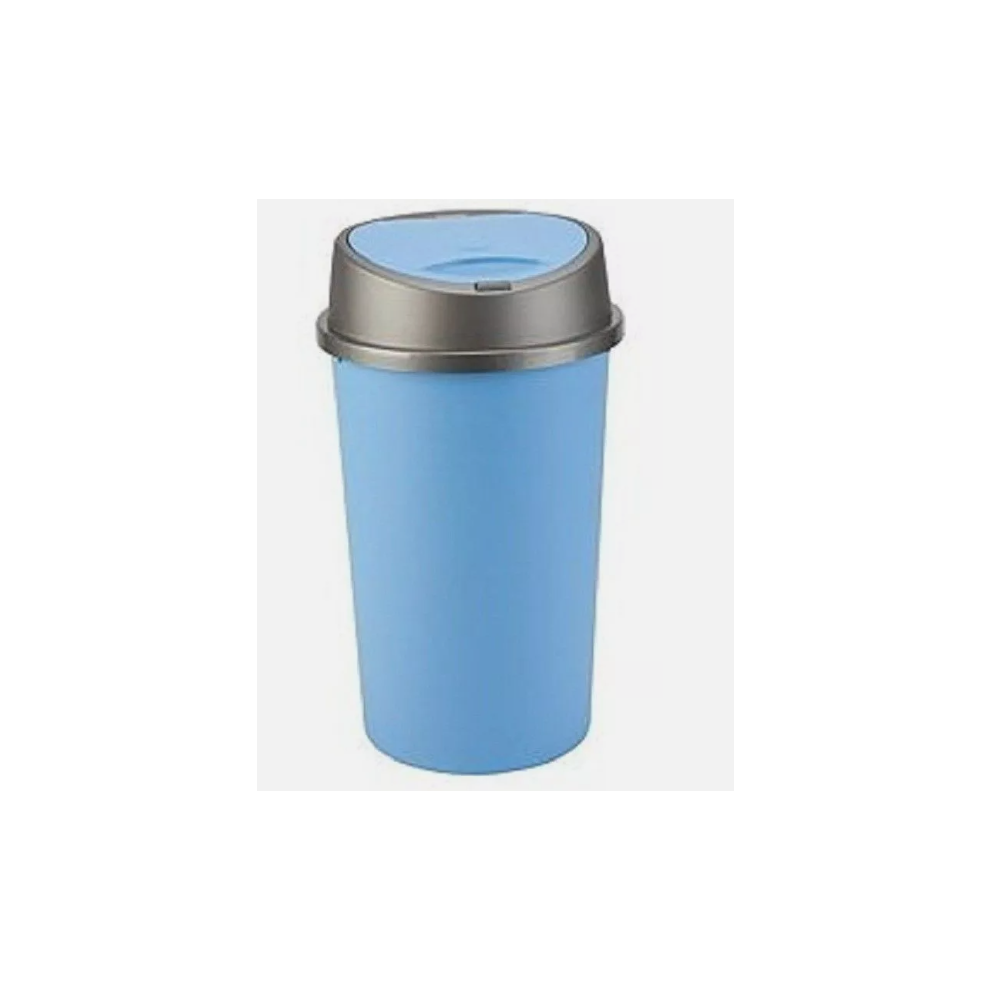 Ketoplastics Kitchen Bin 45L - Touch-Top Lid, Removable, Non-Slip Base, Modern Round Waste Bin Blue