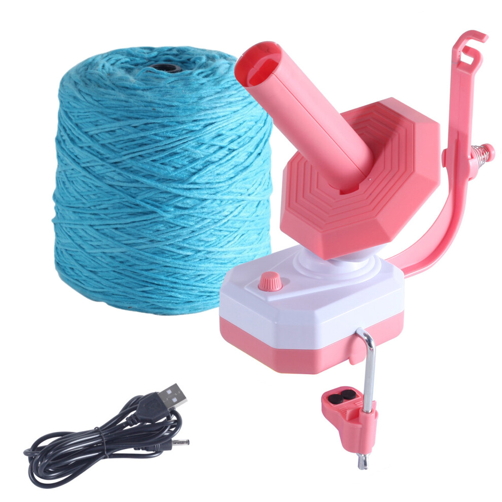 (Pink) Electric Yarn Ball Winder, 10oz Capacity, Pink/Blue