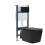 NES Home Nes Home Matt Black Square WH Toilet Top/Front Frame & Round Button Flush Plate 1