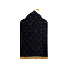 ( Black) Soft Prayer Mat for Muslim Ramadan Non-slip Flannel Worship Paded Carpet Rug