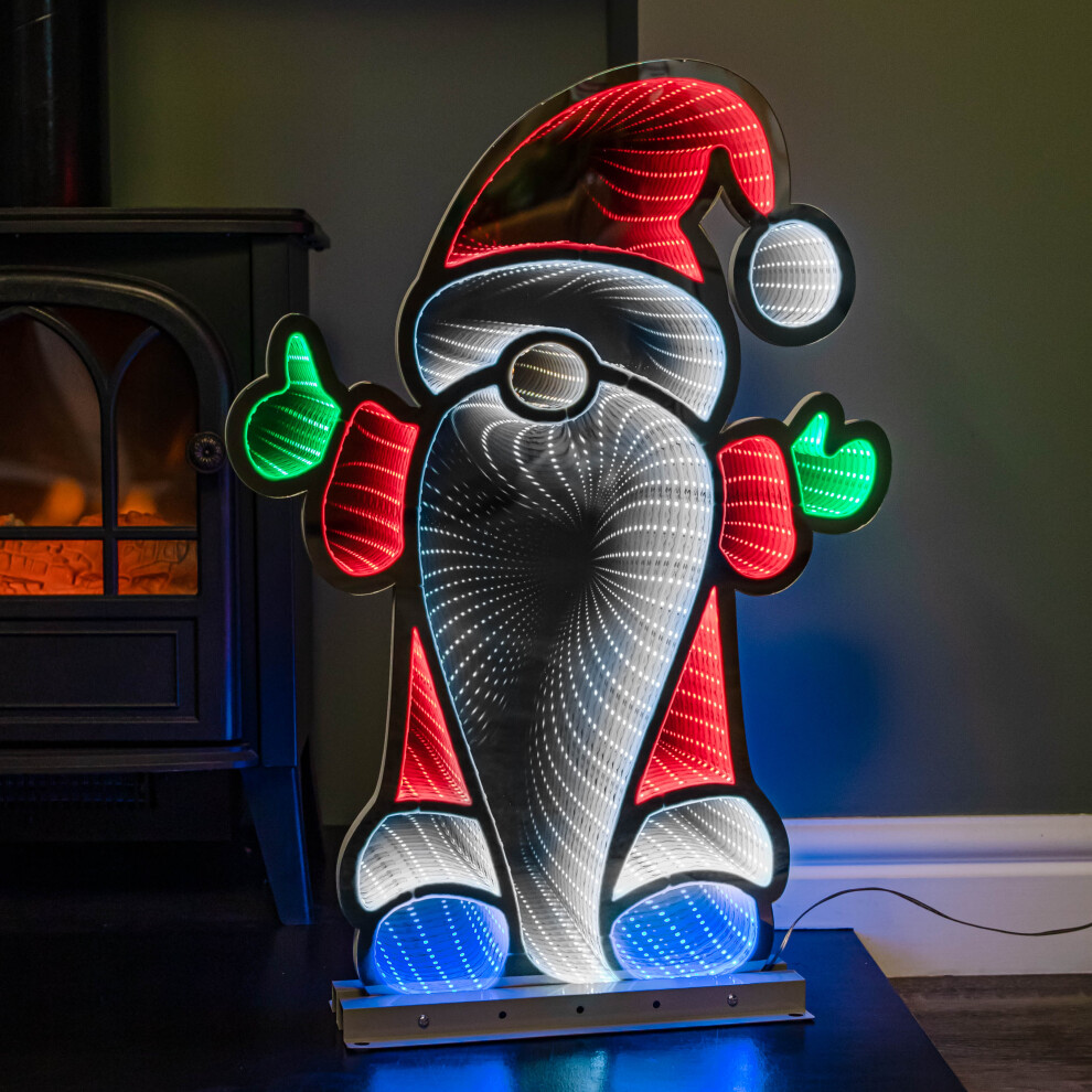 Snow Time 60Cm Infinity Christmas Santa On Metal Base With Multi-Coloured Leds Light