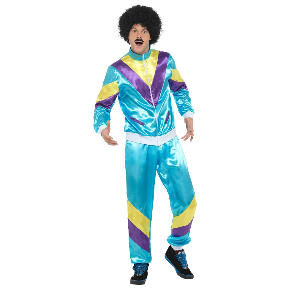 Smiffys mens 80s Height of Fashion Shell Suit Adult Sized Costume  Blu