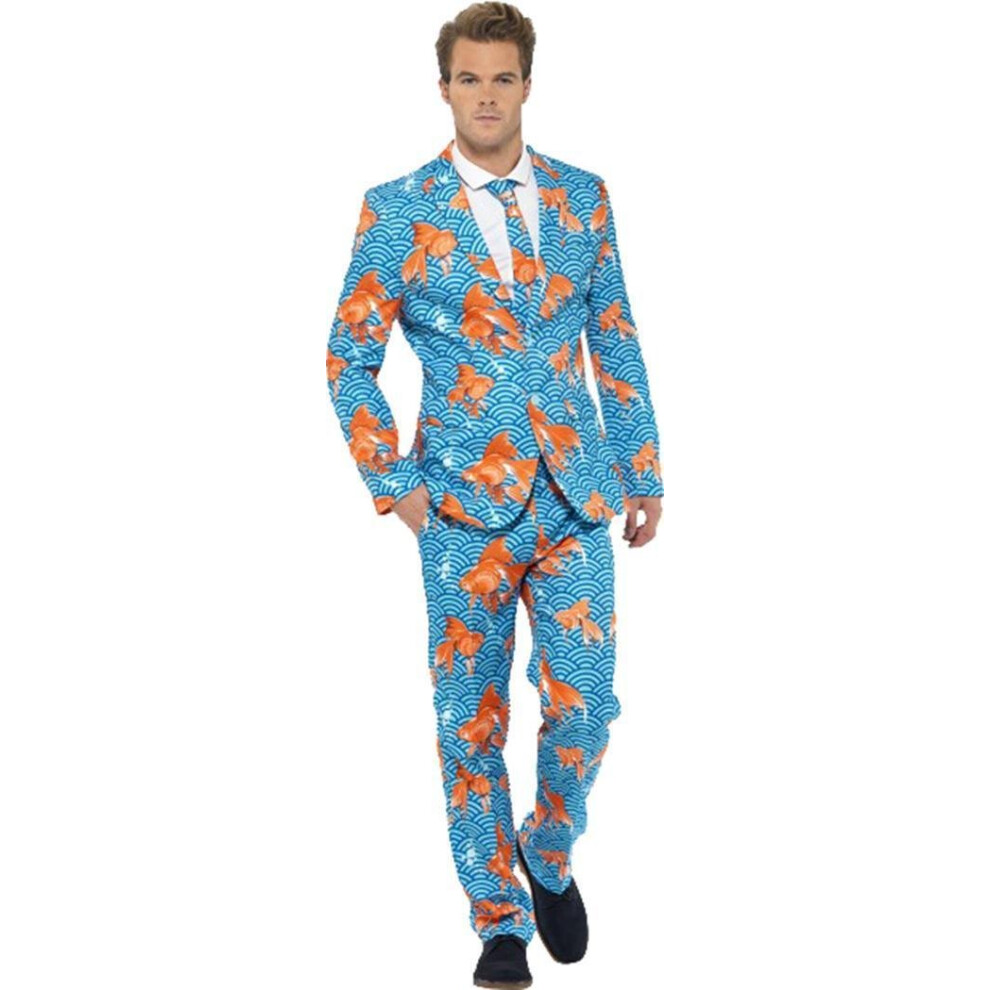 Smiffys mens Goldfish Suit  Blue  L - US Size 42""-44""