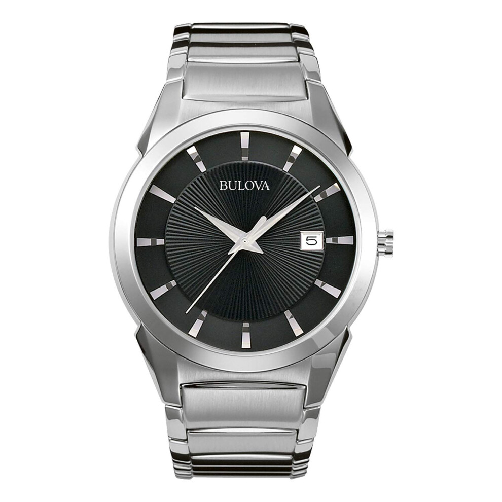 Bulova Men's 3-Hand Calendar Date Quartz Watch  Patterned Dial  38mm