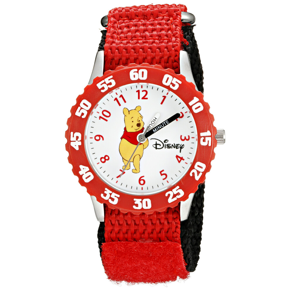 Disney Kids' Bezel Stainless Steel Time Teacher Analog Nylon Strap Wat