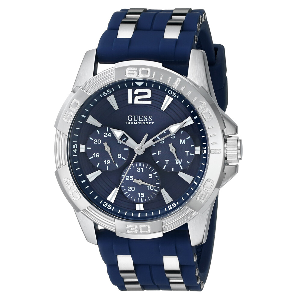 GUESS Iconic Blue Stainless Steel Stain Resistant Silicone Watch with