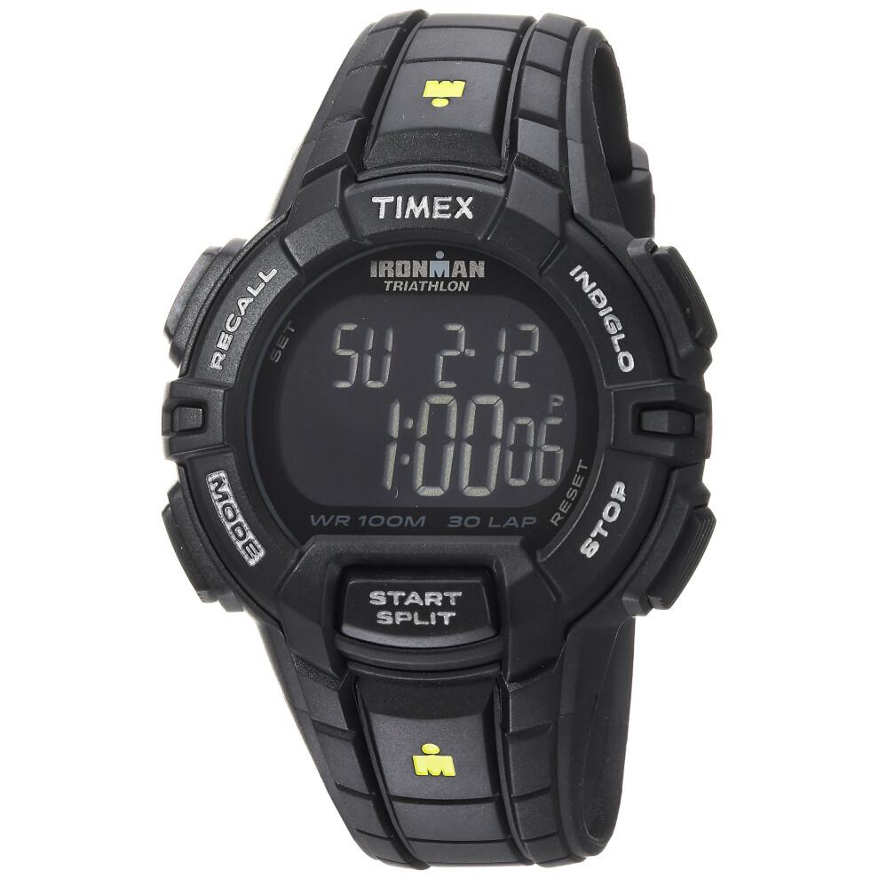 Timex Men's TW5M15900 Ironman Rugged 30 Full-Size Black/Yellow Resin S