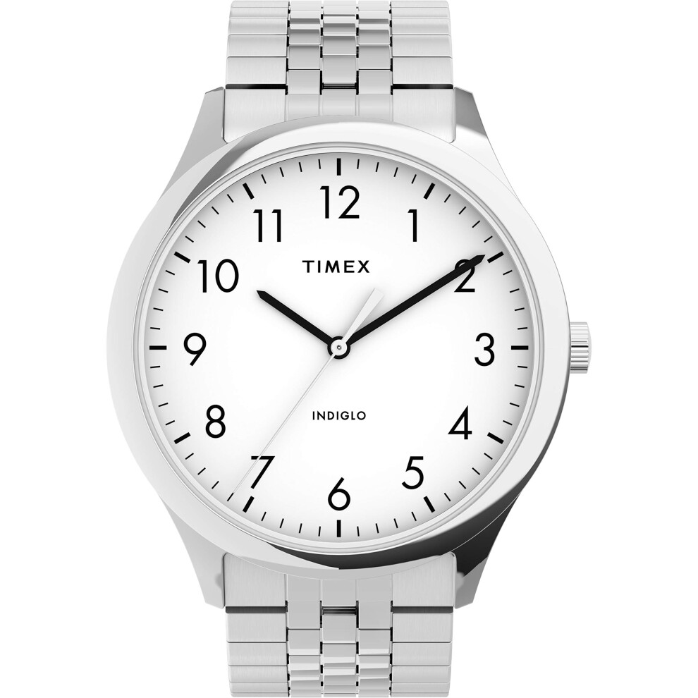 Timex Men's Modern Easy Reader 40mm Watch - Silver-Tone Case White Dia