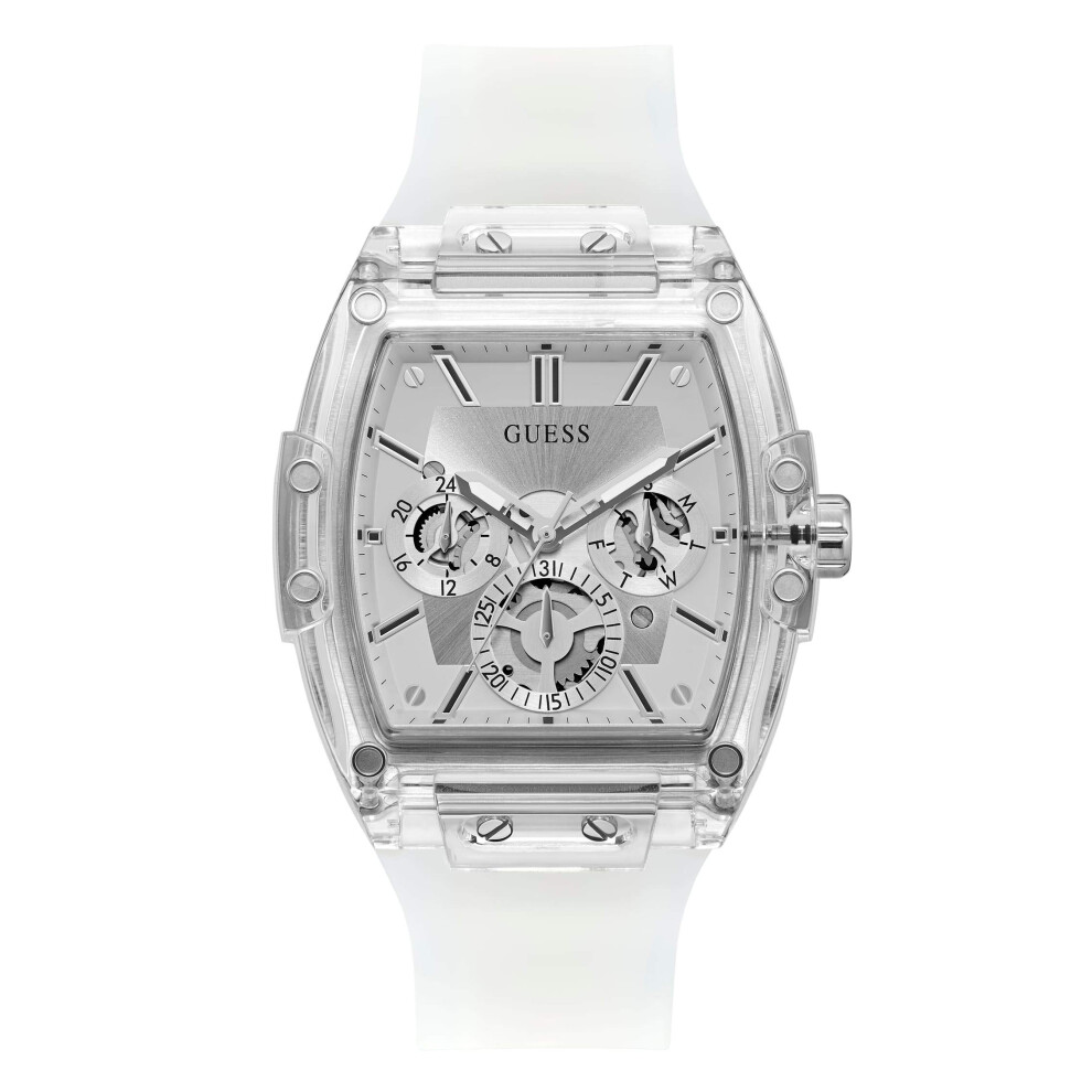 GUESS Men Stainless Steel Quartz Watch with Plastic Strap  White  24 (