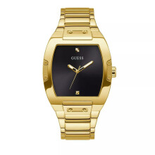 GUESS Men's Trend Casual Tonneau Diamond 43mm Watch - Black Dial Gold-