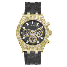 GUESS Men's Sport Crystal Multifunction 44mm Watch - Black Dial Gold-T