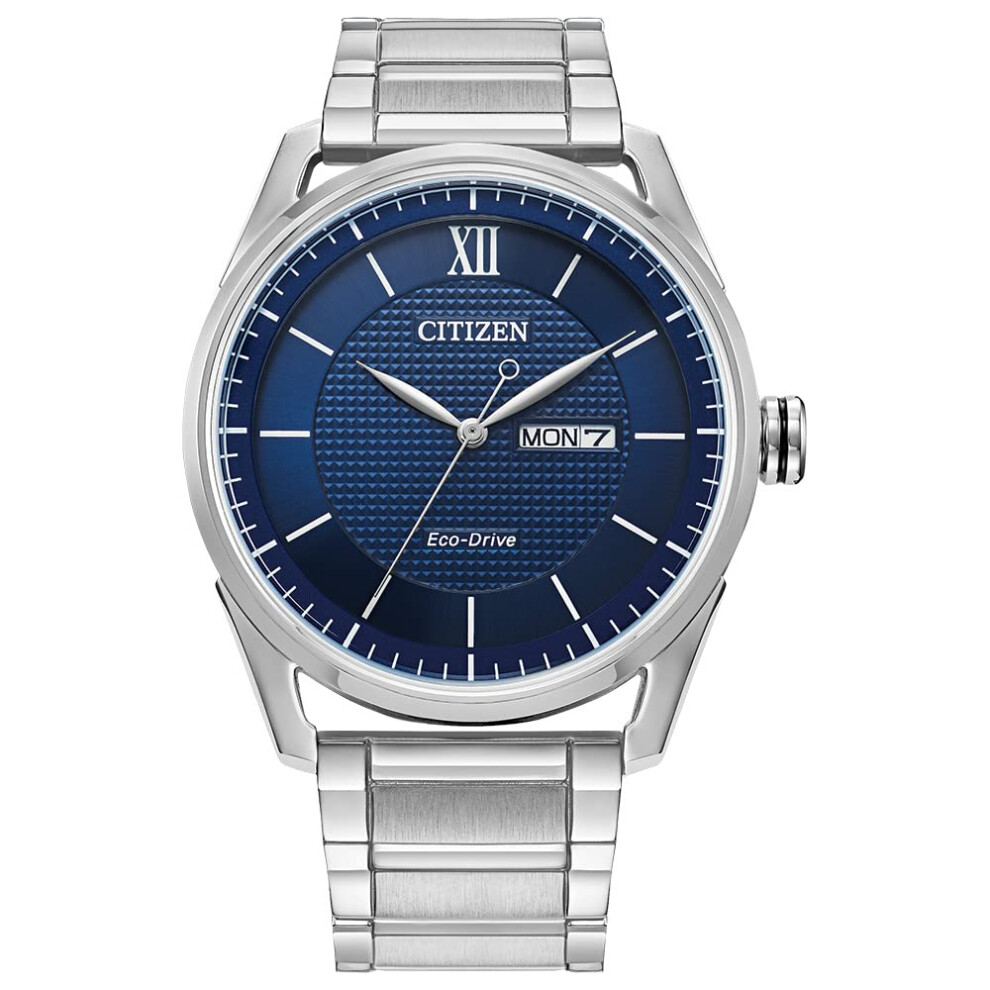 Citizen Men's Classic Eco-Drive Watch with 3-Hand Day and Date  Stainl