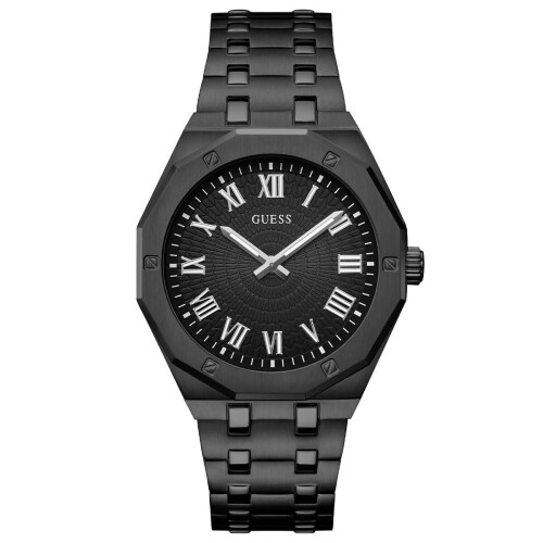Guess GUESS Mens 42mm Watch - Black Strap Black Dial Black Case