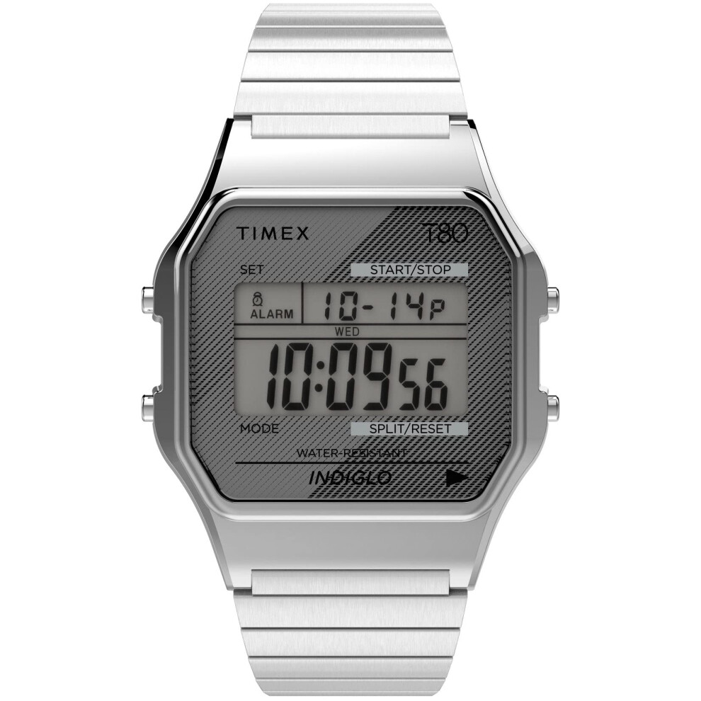 Timex T80 34mm unisex-adult Watch - Silver-Tone with Stainless Steel E