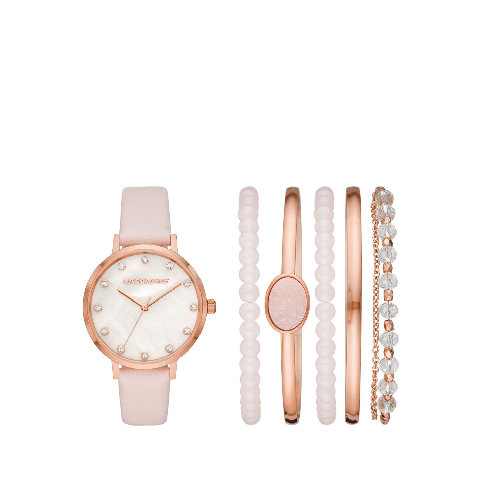 Skechers Women's Quartz Three-Hand Watch & Stackable Bracelet Gift Set