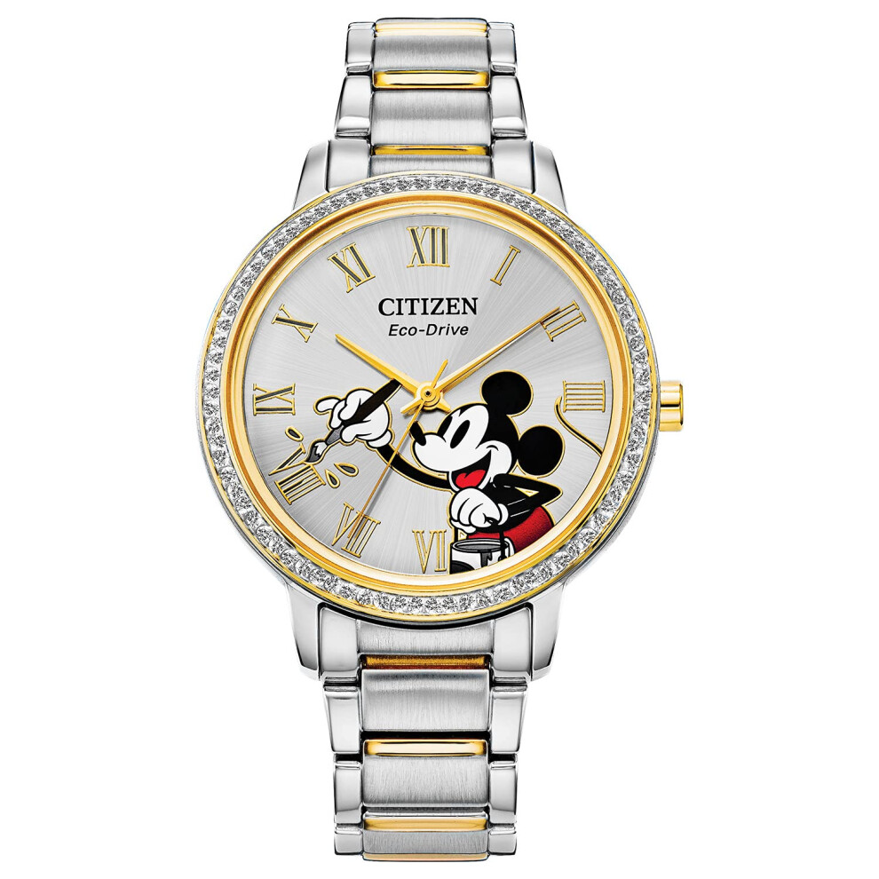 Citizen Eco-Drive Ladies' Mickey Mouse Crystal Watch  Two Tone Gold St