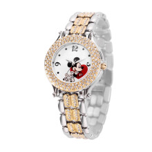 Disney Damen Analog Quarz Uhr mit CZ Steinen, Mickey Mouse/Silber Gold