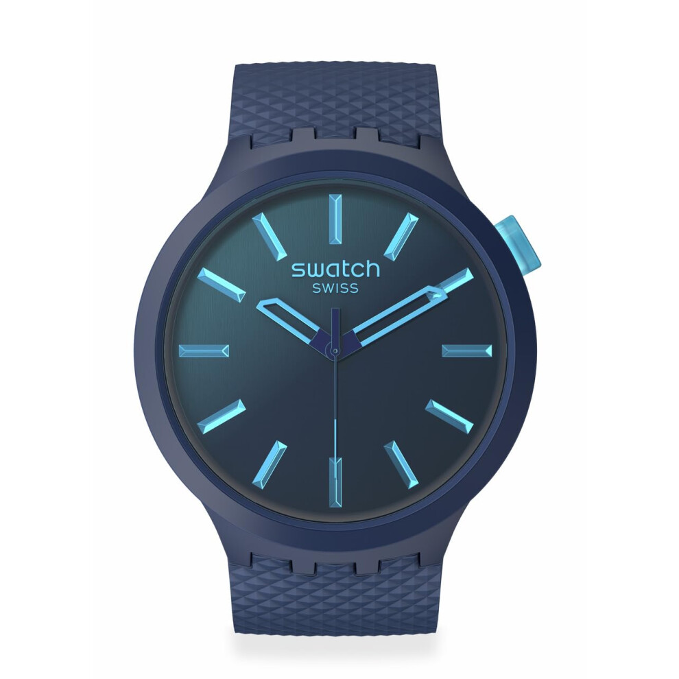 Swatch Unisex Casual Blue Watch Bio-sourced Material Quartz Indigo Glo