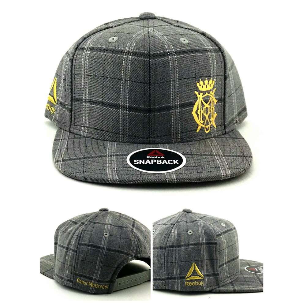 Conor McGregor UFC Reebok Plaid Snapback Adjustable Hat - Gray