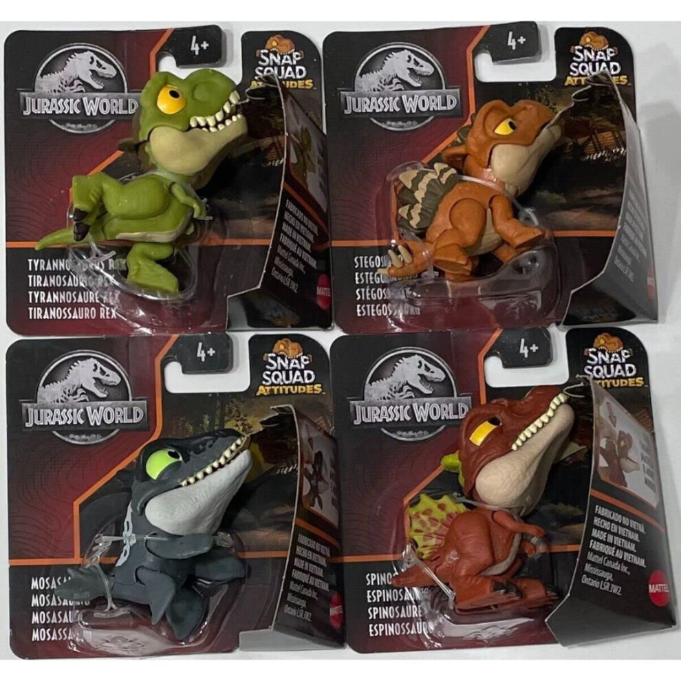 Jurassic World 2022 Snap Squad Attitudes Set of 4 Figures (Tyrannosaur