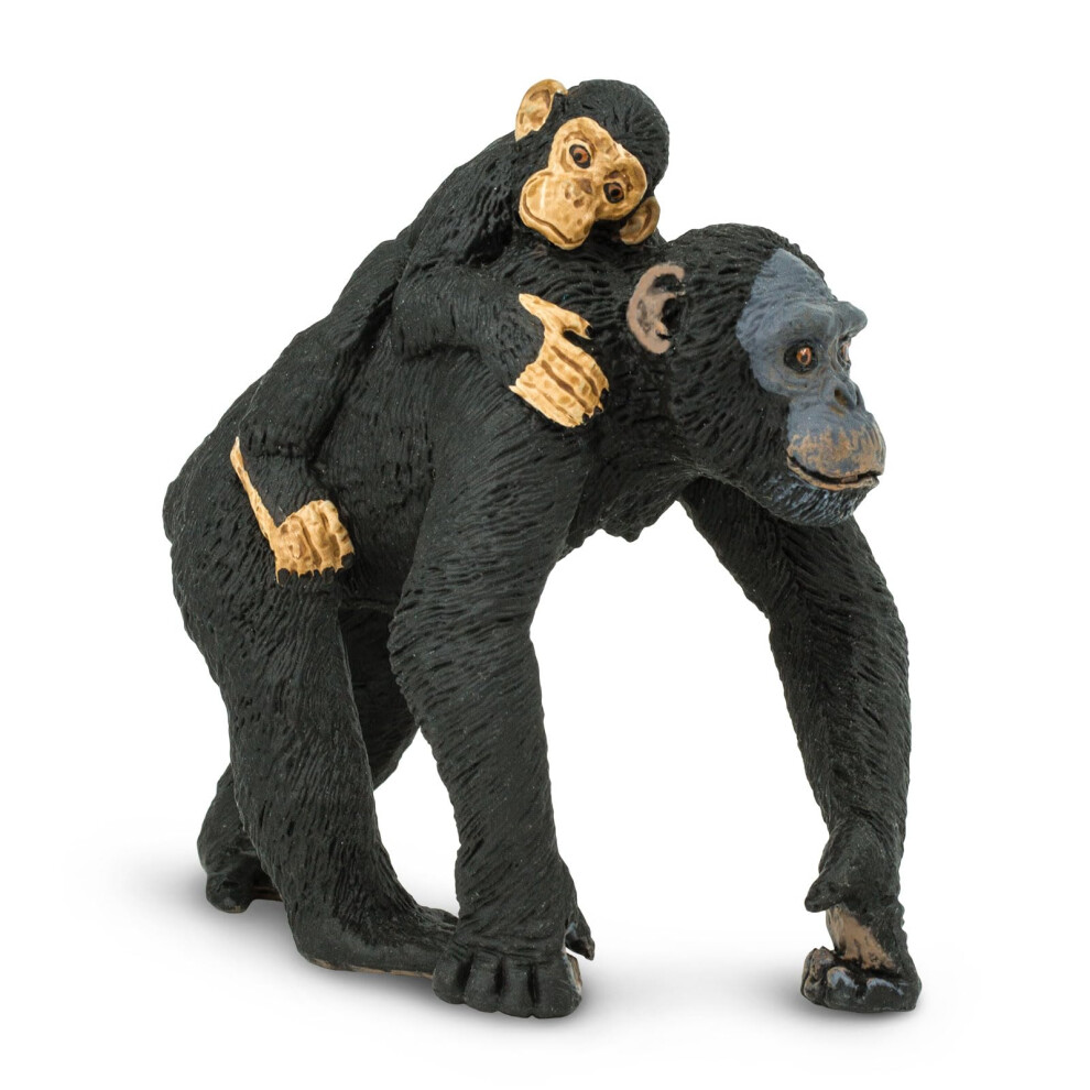 Safari Ltd. Chimpanzee with Baby Figurine - Realistic 3.2"" Wildlife F