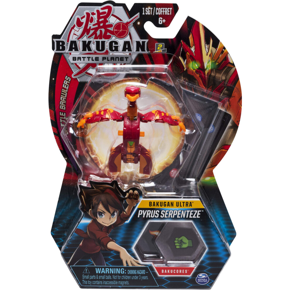 Bakugan Ultra  Pyrus Serpenteze  3"" Tall Collectible Transforming Cre