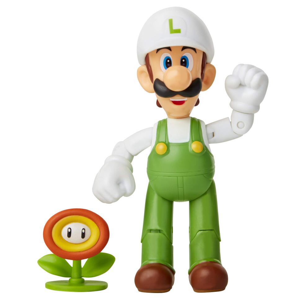 Super Mario Action Figure 4 Inch Fire Luigi Collectible Toy with Fire