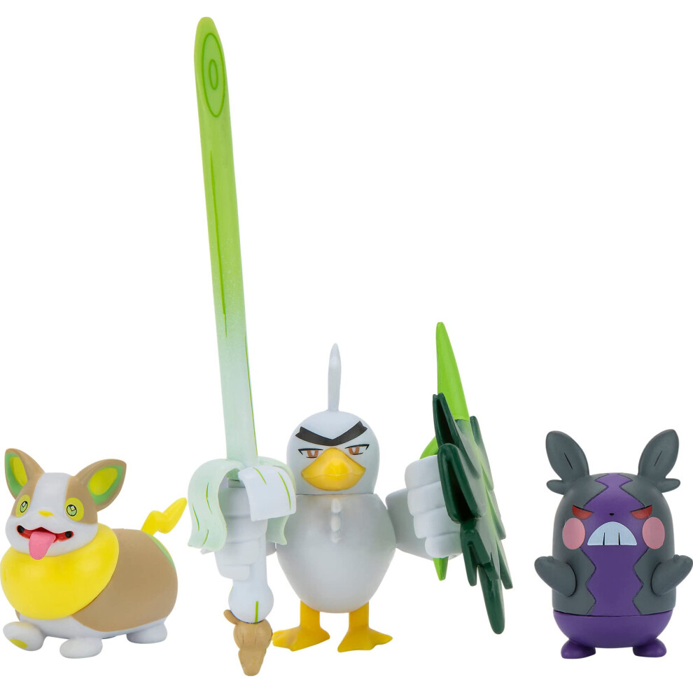 Pokemon - Battle Figure Set 3-Pack - Yamper  Hangry Morpeko  Sirfetch'