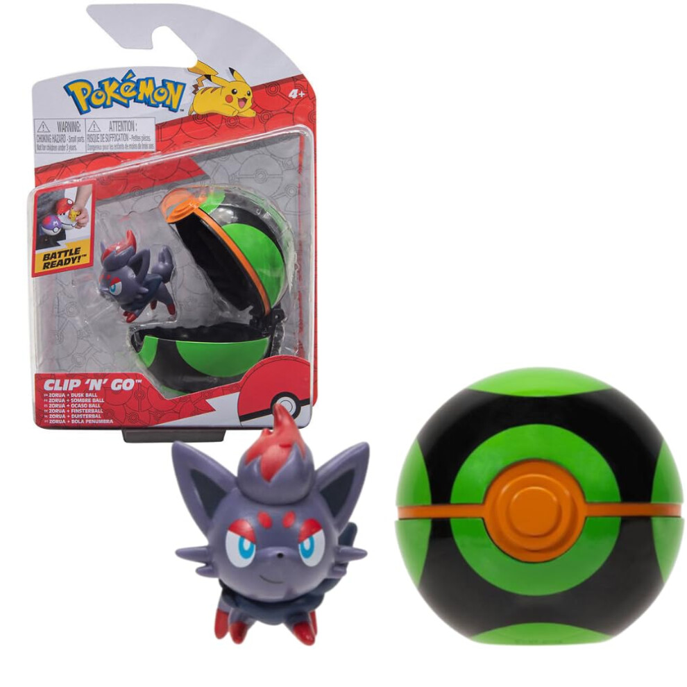 Pokemon Pokeball Clip N Go & 2  Zorua Figure - Officially Licensed Toy