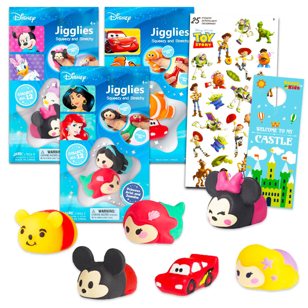 Disney Jigglies Stretchy Toys Mega Pack for Kids - Bundle with 3 Disne