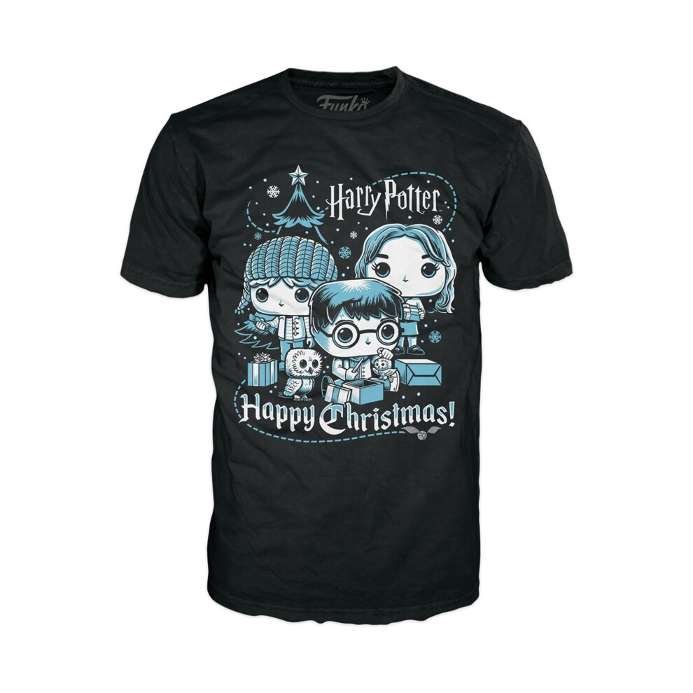 Funko Pop! Boxed Tee: Harry Potter Holiday - Ron  Hermione  Harry - XL