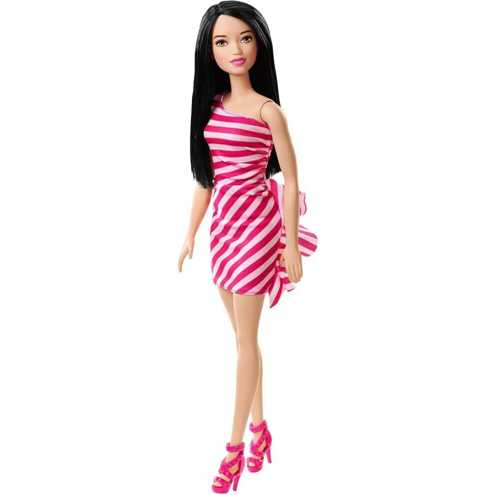 Barbie Glitz Doll  Pink Stripe Ruffle Dress