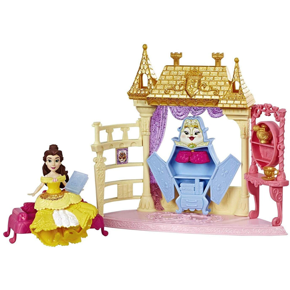 Disney Princess Royal Chambers Playset and Belle Doll  Royal Clips Fas