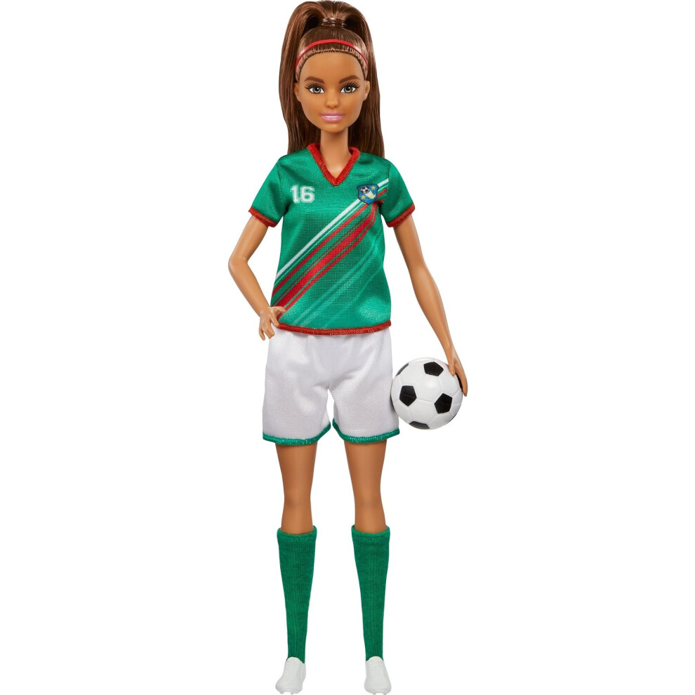 Barbie Careers Fashion Doll & Accessory  Soccer Player with Brunette P