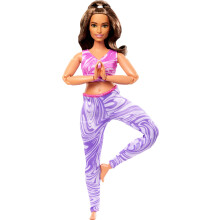Barbie Fashionpuppe Made To Move, Brünette mit kurviger Figur, abnehmbares Oberteil & Hose, 22 bewegliche Gelenke