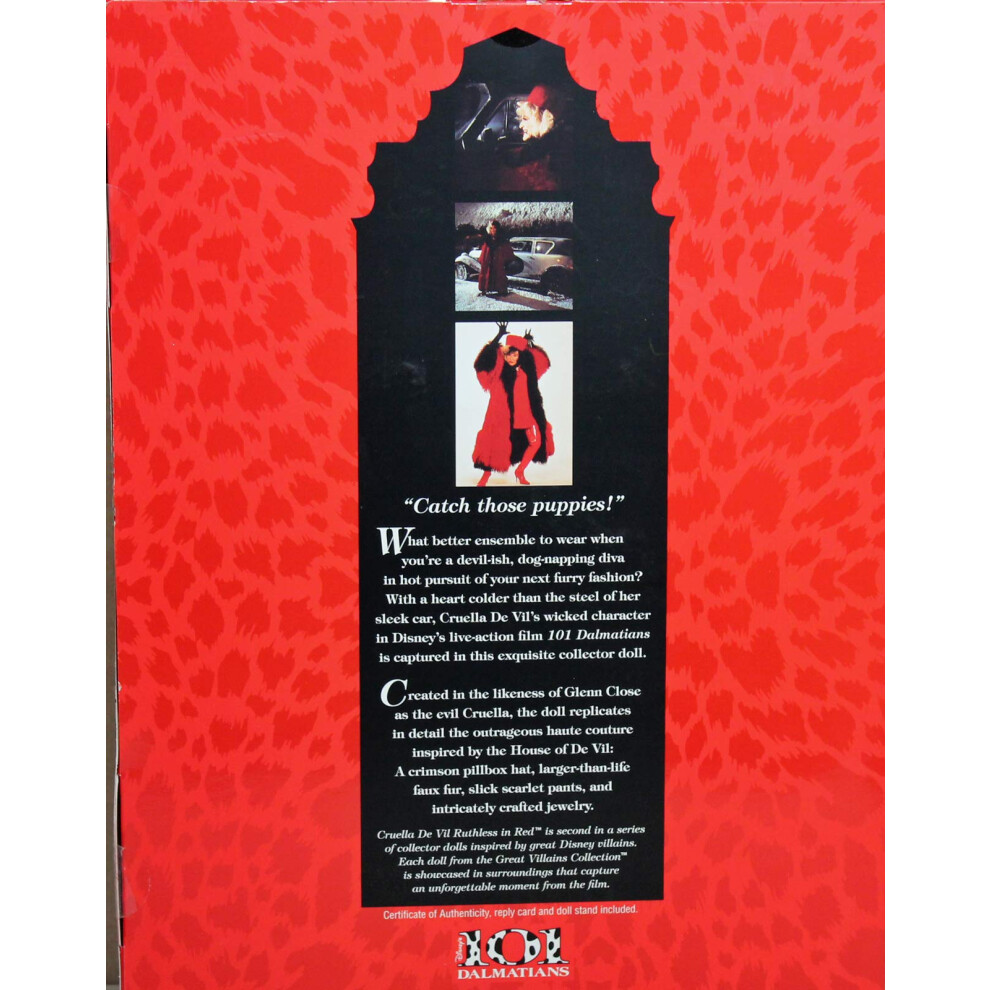 Barbie Cruella De Vil Ruthless in Red Great Villains 101 Dalmatian Dol