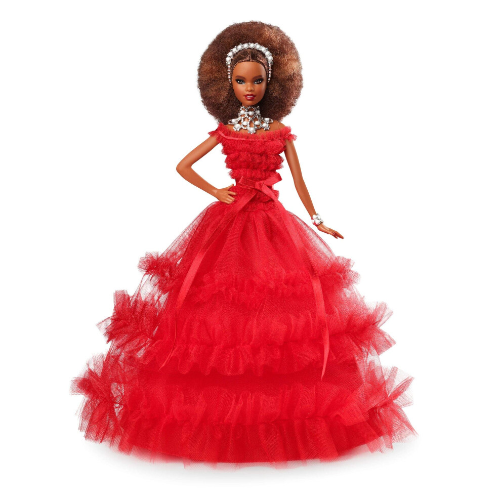 Barbie 2018 Holiday Doll 30th Anniversary with Elegant Red Gown & Acce