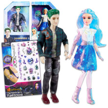 Disney Zombies panenky set pro dívky - Balíček se 2 panenkami Zed a Addison včetně tetování