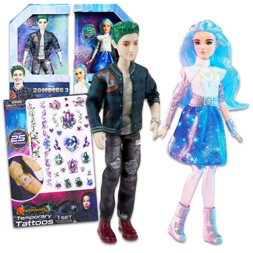 Disney Σετ Κούκλες Disney Zombies για Κορίτσια - Πακέτο με 2 Κούκλες Zed και Addison Συν Τατουάζ