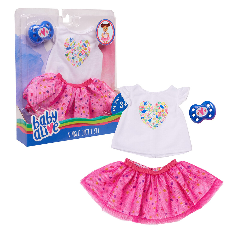 Baby Alive Single Outfit Set and Accessories  White Tee Pink Tutu  Fit