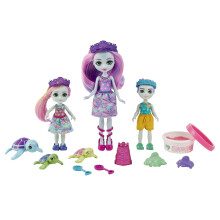 Set Famiglia Mattel Enchantimals con Tinsley Turtle e 3 Figure Sorelle Tartaruga, Giocattolo Oceano