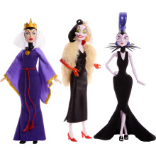 Mattel Disney Princess Toys Schurken-Multipack mit der bösen Königin Cruella de Vil und Yzma, Modepuppen, Disney 100 Years of Wonder, Sammlerstüc