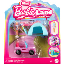 Barbie Mini BarbieLand Puppen- & Fahrzeugsets, 3,8 cm Puppe & SUV mit Farbwechsel-Überraschung