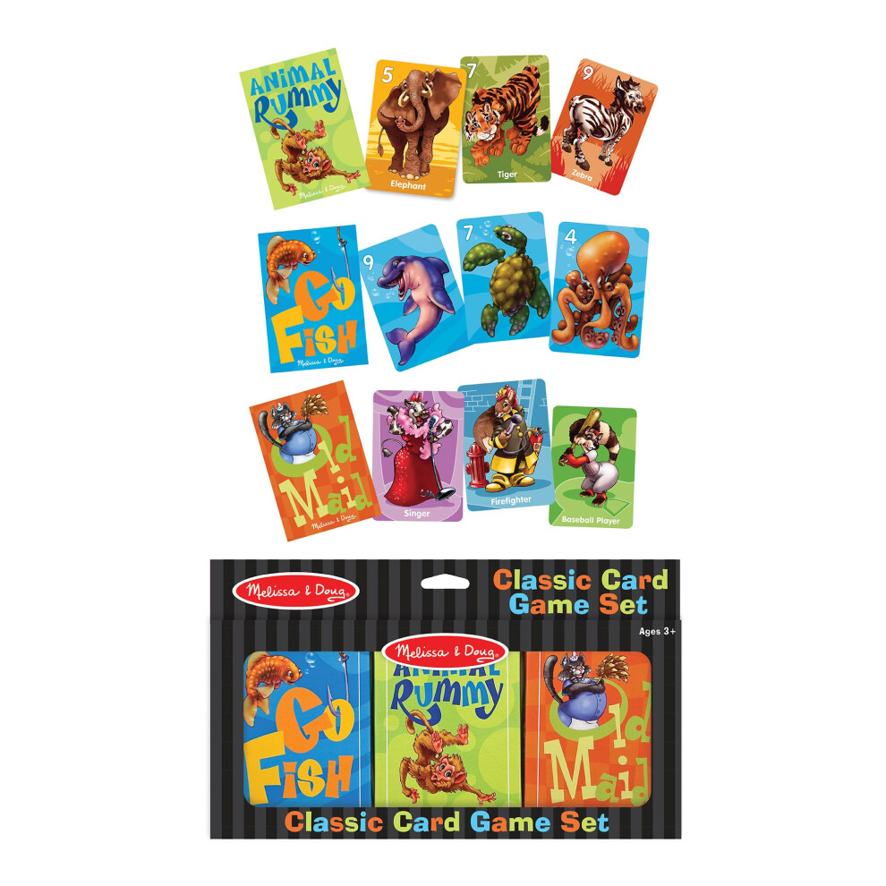 Melissa & Doug Classic Card Games Set - Old Maid  Go Fish  Rummy - FSC