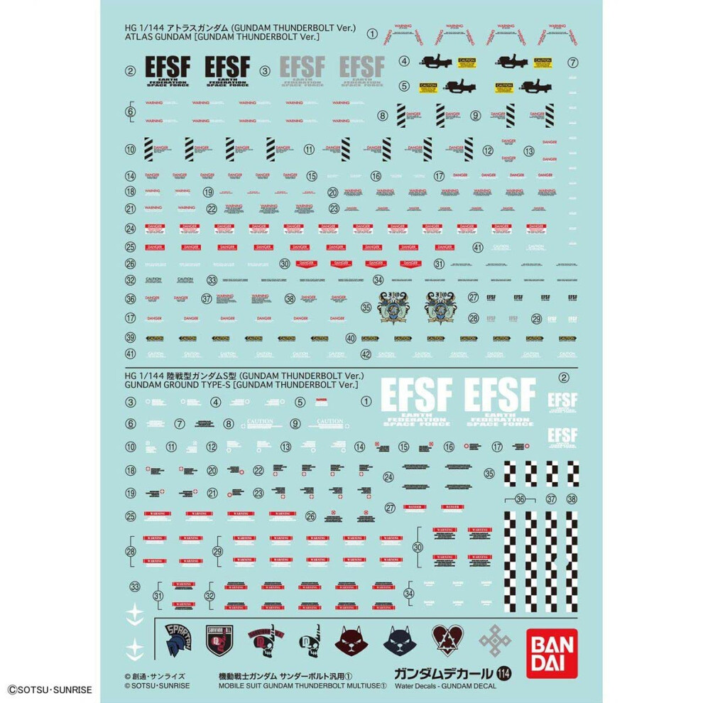 Bandai Hobby - Gundam Decal - 114 Mobile Suit Gundam Thunderbolt Multi