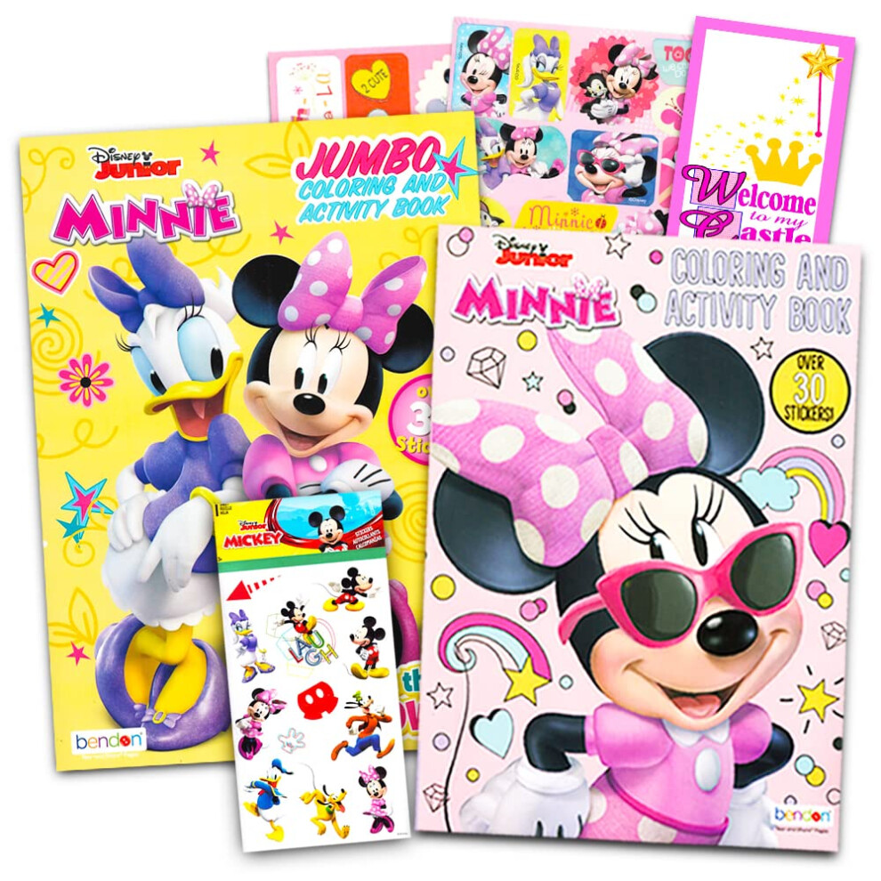 Disney Minnie Mouse Coloring Book Set with Stickers - 2 Deluxe Colorin