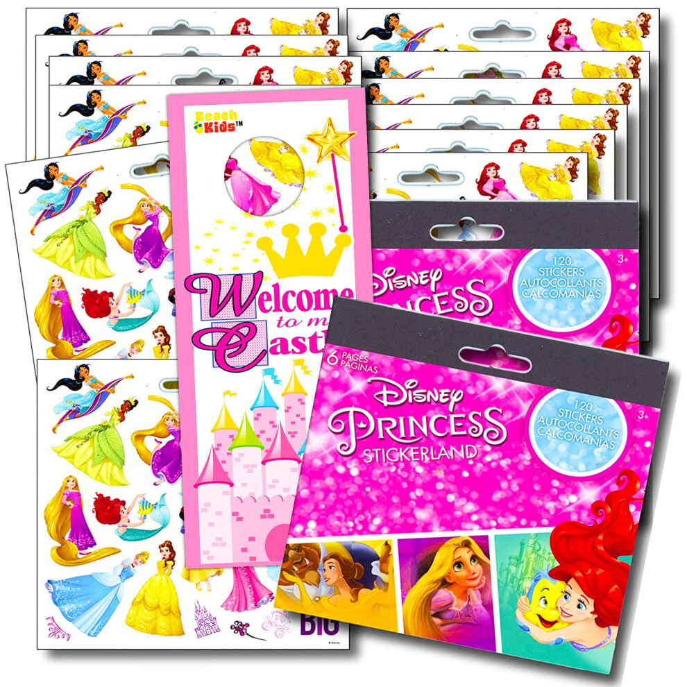 Disney Princess Stickers Party Favors - Bundle of 12 Sheets 240+ Stick