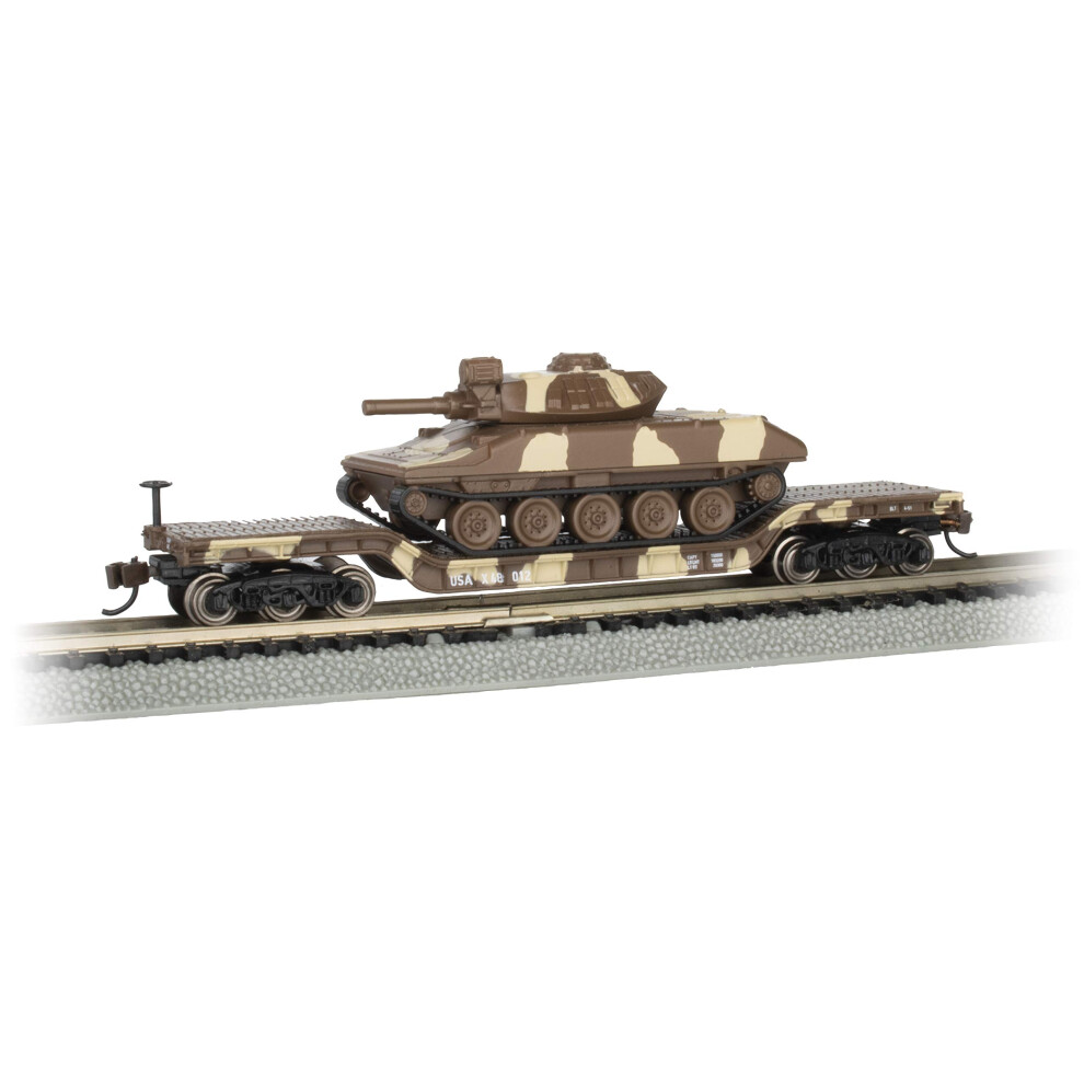 Bachmann Trains - 52' Center-Depressed Flat CAR with Sheridan Tank - D