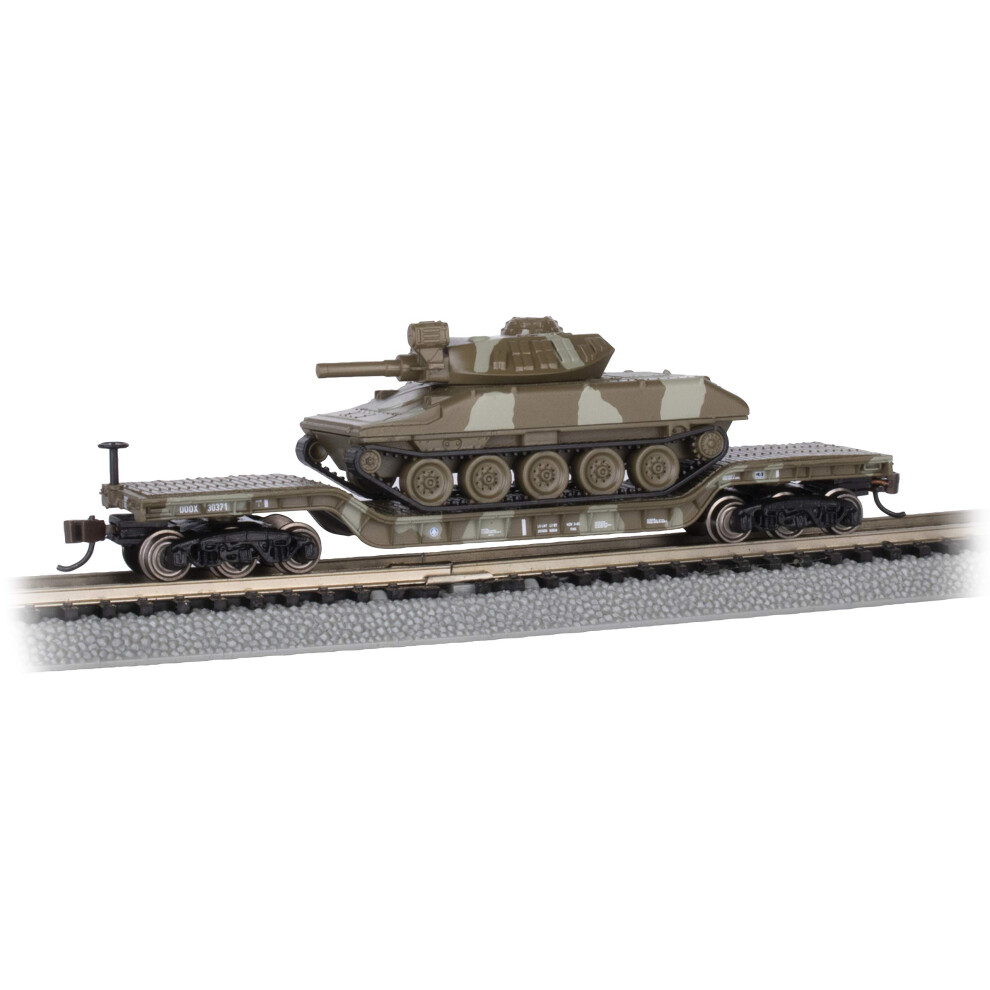 Bachmann Trains - 52' Center-Depressed Flat CAR with Sheridan Tank - G