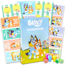 Nickelodeon Bluey Valentijnsdag Kaarten Super Set - 32 Kaarten met Stickers en Puppy Poot Stempels